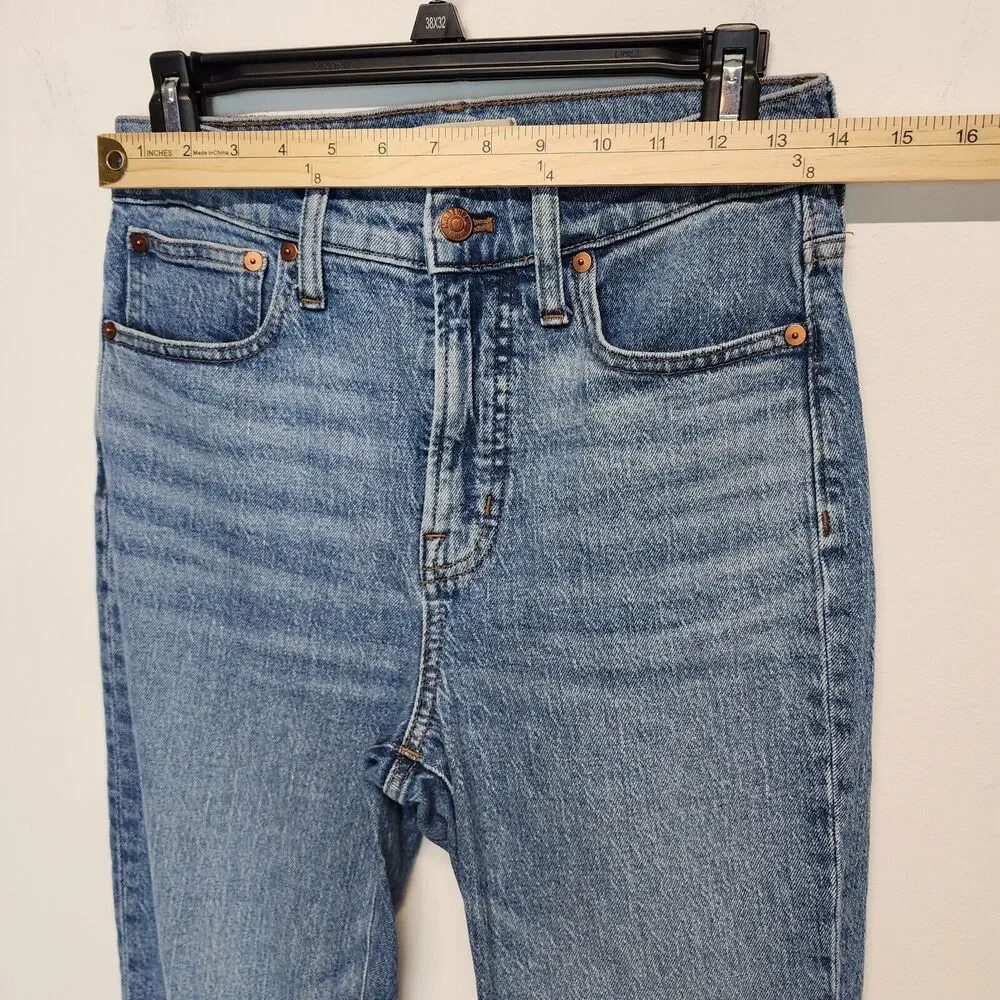 Madewell Womens Perfect Fit Vintage Crop Jeans 26x24 Blue Raw Hem Whiskering